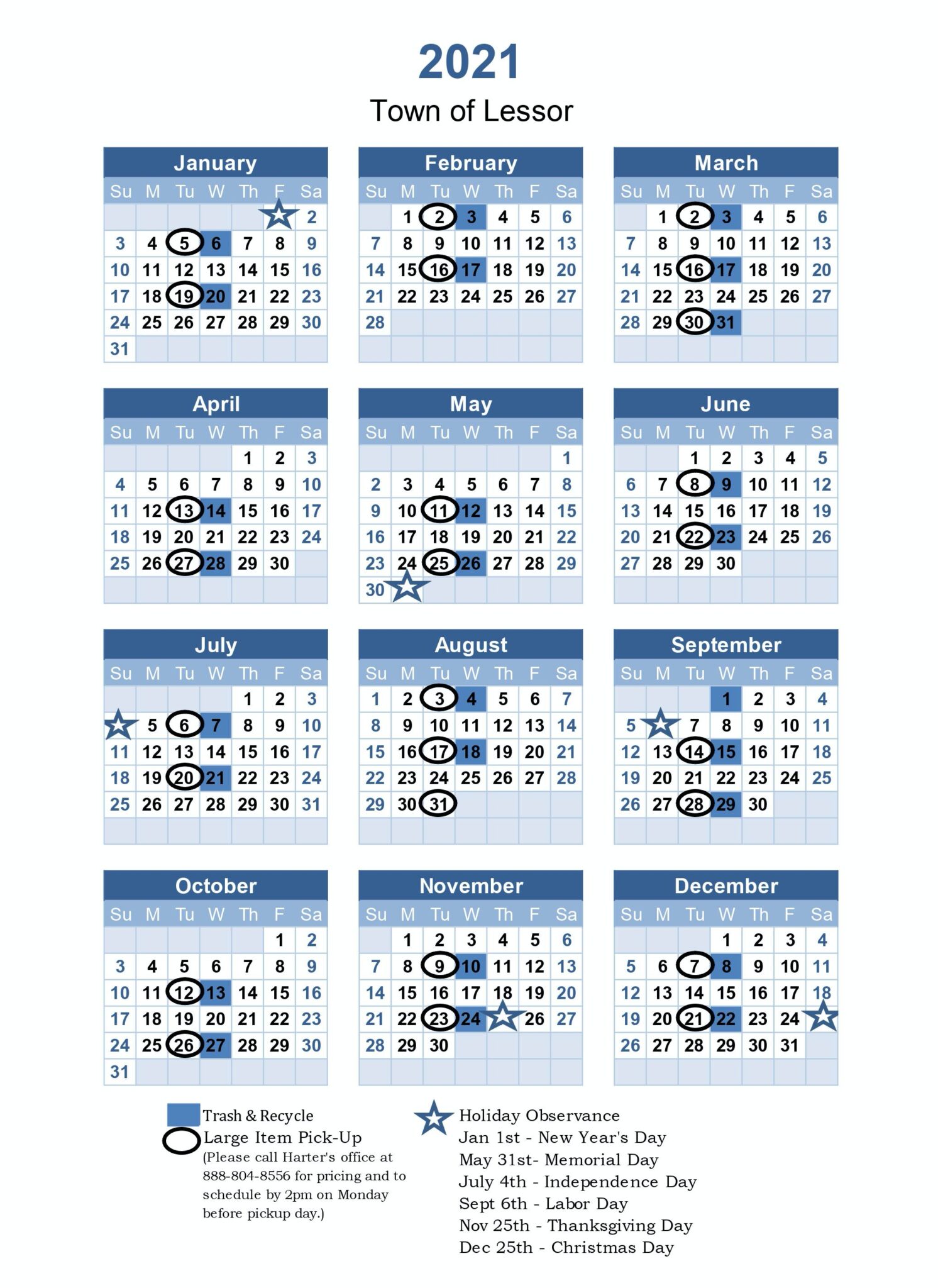 Garbage Schedule โ Town of Lessor Garbage Schedule โ Town of Lessor